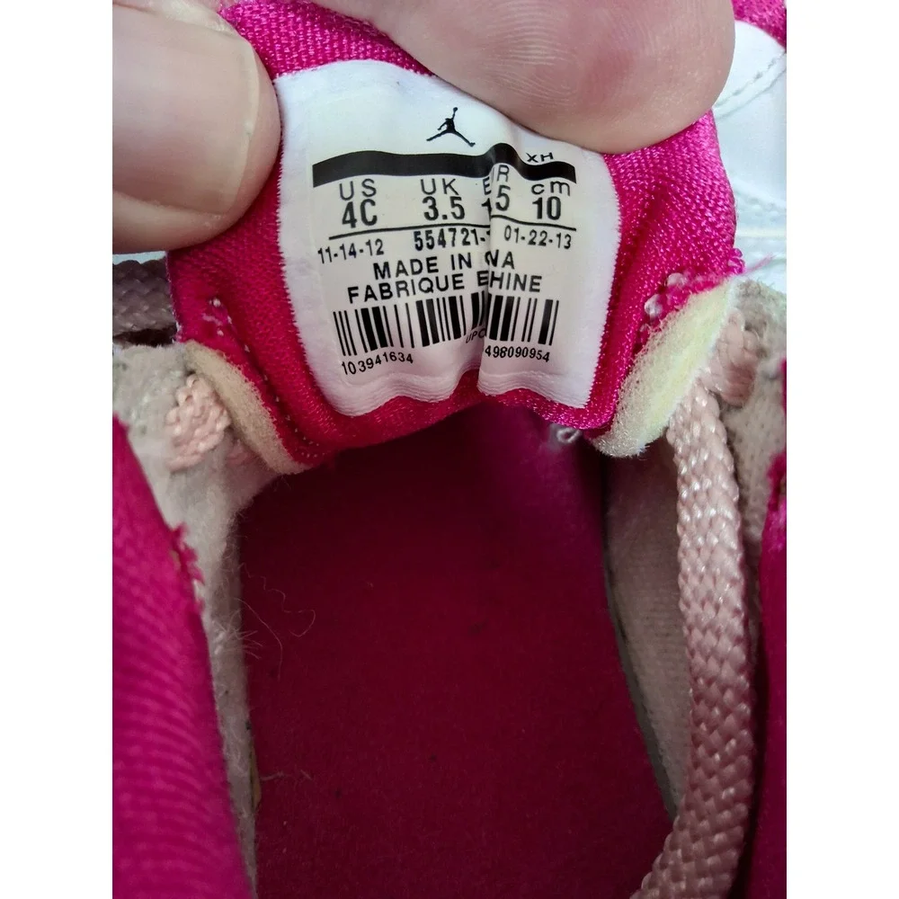 Jordan 1 Mid Toddler White Pink Fuchsia Sneakers 554725-107 Size 4C
